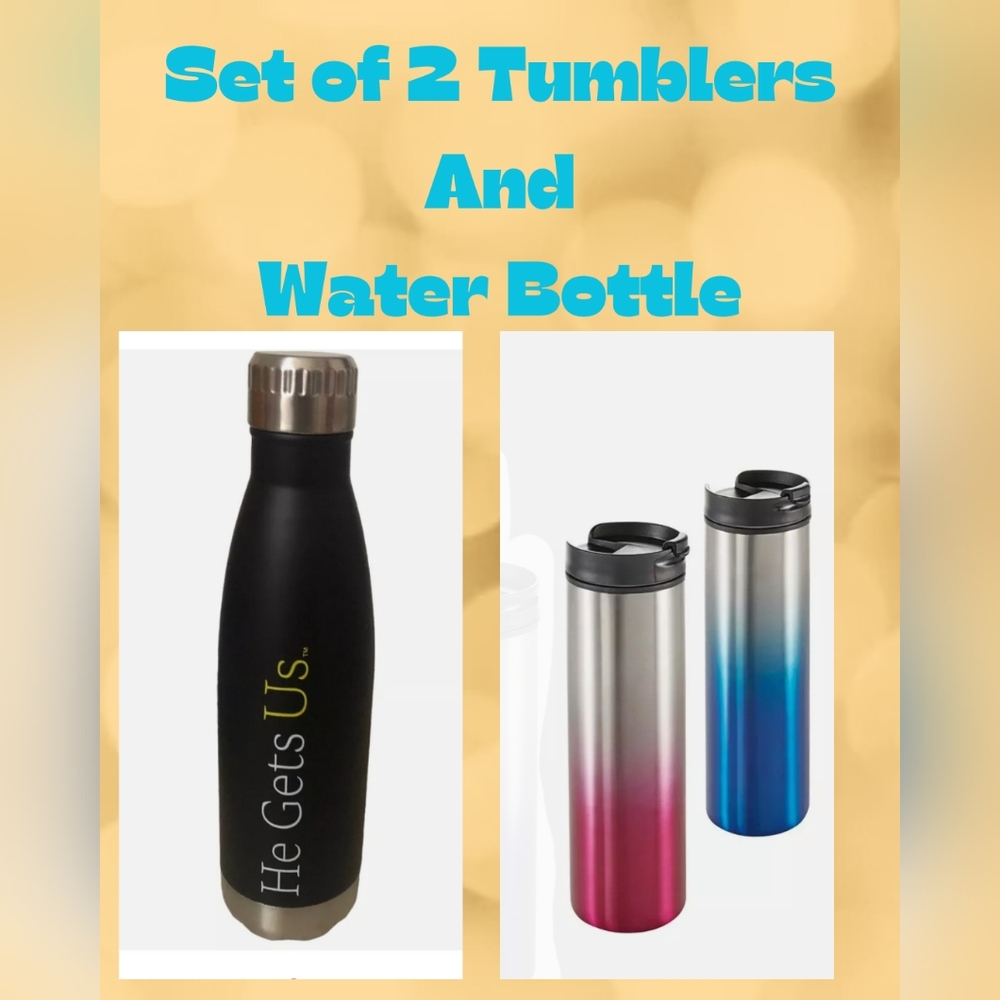 GNBI Bundle Of 2 Tumblers, 1 Water Bottle